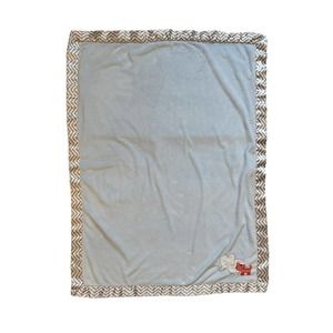 Carters Just One You Elephant Tiger Blue Chevron Zigzag Satin Baby Kids Blanket